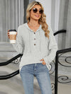 Half Button Long Sleeve Hooded Top