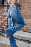 Pearl Trim High Waist Bootcut Jeans