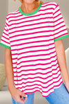 Striped Round Neck Short Sleeve T-Shirt