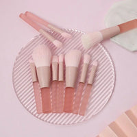 7pcs/10pcs Pink Handle Travel Makeup Brushes Synthetic Foundation Powder Eye Shadows Mini Makeup Brush Set with Brush Bag - Everydayswear - 