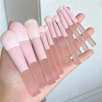 7pcs/10pcs Pink Handle Travel Makeup Brushes Synthetic Foundation Powder Eye Shadows Mini Makeup Brush Set with Brush Bag - Everydayswear - 