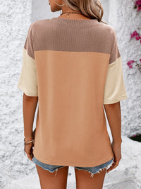 Color Block Round Neck Half Sleeve T-Shirt