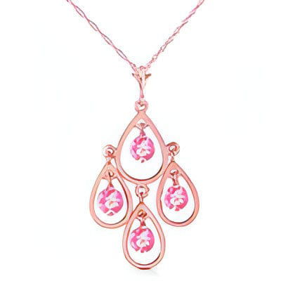 14K Solid Rose Gold Pink Topaz Necklace Certified New - Everydayswear - 