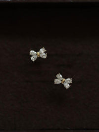 14k gold plated earrings, four diamond bows, sweet design mini earrings - Everydayswear - 