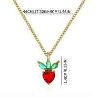 Fruit Strawberry Pendant Necklace, Cute Clavicle Chain, Trendy Party Jewelry, Christmas Halloween Gift, New Year's Gift, Valentine's Day Gift For Women Mom Family Friends