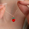 Fruit Strawberry Pendant Necklace, Cute Clavicle Chain, Trendy Party Jewelry, Christmas Halloween Gift, New Year's Gift, Valentine's Day Gift For Women Mom Family Friends