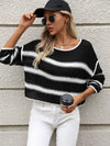 Striped Round Neck Long Sleeve Sweater