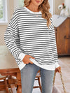 Striped Round Neck Long Sleeve Sweatshirt