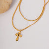 18K Gold-Plated Double Layered Cross Necklace - Everydayswear - 