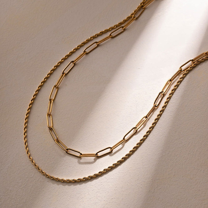 18K Gold-Plated Double Layered Necklace - Everydayswear - 