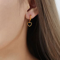 18K Gold-Plated Heart Drop Earrings - Everydayswear - 