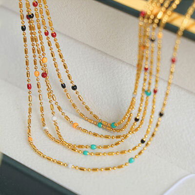 18K Gold-Plated Oil Drip Bead Necklace - Everydayswear - 