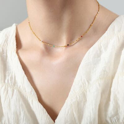 18K Gold-Plated Oil Drip Bead Necklace - Everydayswear - 