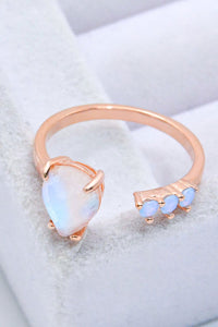 18K Rose Gold-Plated Moonstone Open Ring - Everydayswear - 