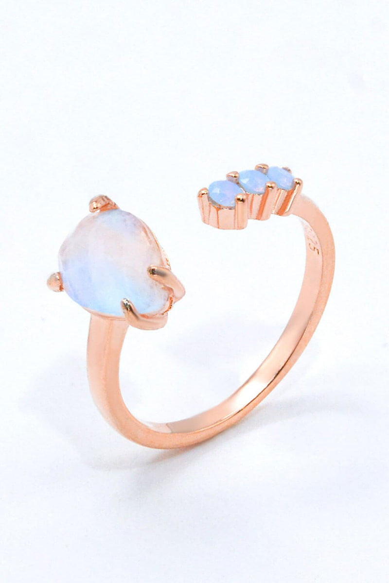 18K Rose Gold-Plated Moonstone Open Ring - Everydayswear - 