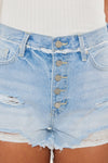 Kancan Distressed Button Fly Denim Shorts