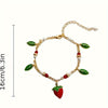 1pc Red Strawberry Tassel Pendant Link Chain Bracelet Cartoon Thin Chain Hand Jewelry For Women Fruit Theme - Everydayswear - 