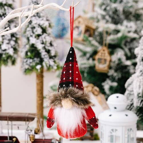 2-Piece Christmas Plaid Faceless Doll Hanging Widgets - Everydayswear - 