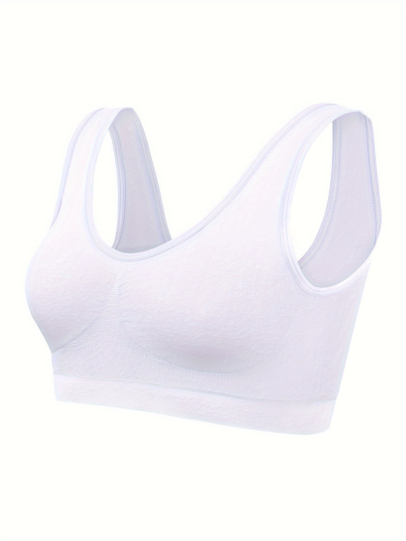 7pcs Solid Seamless Sporty Bra, Comfy & Breathable Bra, Women's Lingerie & Underwear