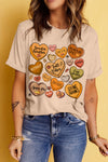 Heart Graphic Round Neck Short Sleeve T-Shirt