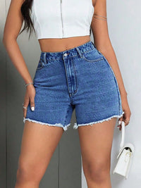 Raw Hem High Waist Denim Shorts