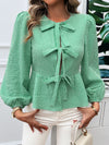 Tied Round Neck Long Sleeve Blouse