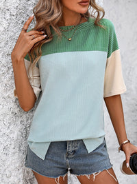 Color Block Round Neck Half Sleeve T-Shirt