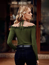 Frill Halter Neck Long Sleeve T-Shirt