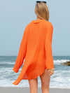 Pocketed Johnny Collar Long Sleeve Cover Up