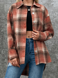 Plaid Button Up Long Sleeve Jacket