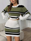 Cozy Chic Skirt Set - Soft Crew Neck Long Sleeve Crop Sweater, High Waist Bodycon Knitted Skirt, Women's Clothing, Autumn Winter Fashion, Comfortable and Versatile Outfit for Daily Life