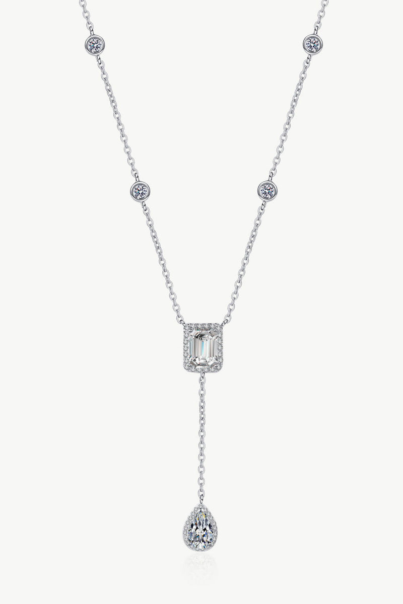 3 Carat 925 Sterling Silver Double Drop Pendant Necklace - Everydayswear - 