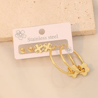 3 Piece Gold-Plated Stainless Steel Earrings - Everydayswear - 