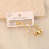 3 Piece Gold-Plated Stainless Steel Earrings - Everydayswear - 