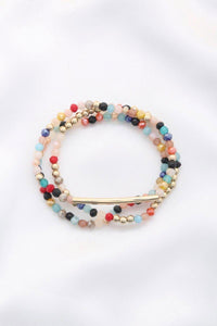 3 Row Glass Bead Stretch Bracelet - Everydayswear - 