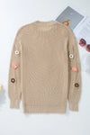 Flower Round Neck Long Sleeve Sweater