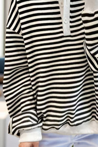 Striped Dropped Shoulder Long Sleeve Sweatshirt