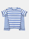 Full Size Contrast Stitching Striped Round Neck T-Shirt