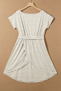 Tied Striped Cap Sleeve Dress