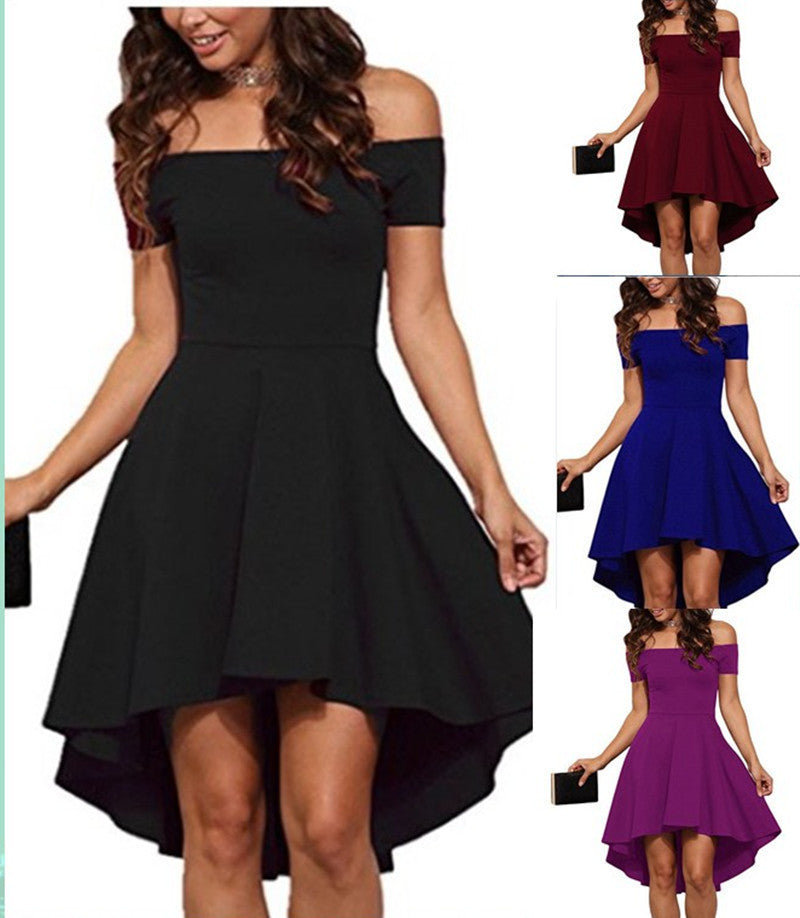 Stunning Off-The-Shoulder Elegant Dress - Solid Slim Fit, Perfect for All Seasons, Women's Party Clothing, Formal Occasions, and Special Events - High-Quality Fabric, Comfortable Wear, and Flattering Silhouette