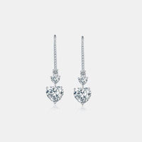 5.44 Carat 925 Sterling Silver Moissanite Heart Drop Earrings - Everydayswear - 