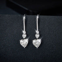 5.44 Carat 925 Sterling Silver Moissanite Heart Drop Earrings - Everydayswear - 