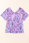 Printed V-Neck Short Sleeve T-Shirt