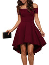 Stunning Off-The-Shoulder Elegant Dress - Solid Slim Fit, Perfect for All Seasons, Women's Party Clothing, Formal Occasions, and Special Events - High-Quality Fabric, Comfortable Wear, and Flattering Silhouette