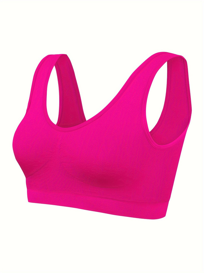 7pcs Solid Seamless Sporty Bra, Comfy & Breathable Bra, Women's Lingerie & Underwear