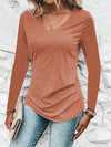 Heathered V-Neck Long Sleeve T-Shirt