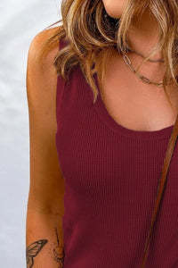 Waffle-Knit Scoop Neck Tank