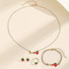 5pcs Necklace Bracelet Earrings Plus Ring Cute Jewelry Set Strawberry Shape Match Daily Outfits Sweet Gift For Girls - Everydayswear - 