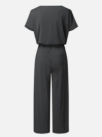 V-Neck Short Sleeve Jumpsuit