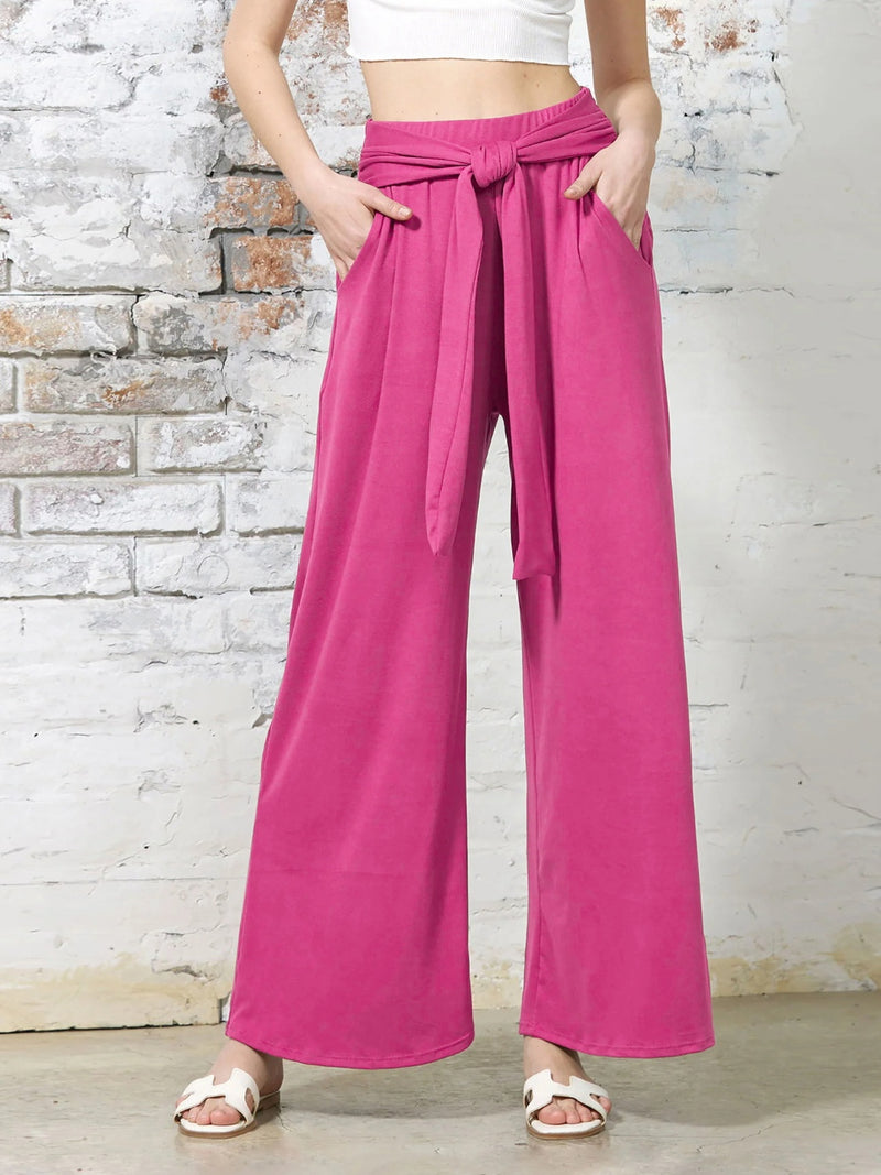 Tied Wide Leg Pants with Pockets